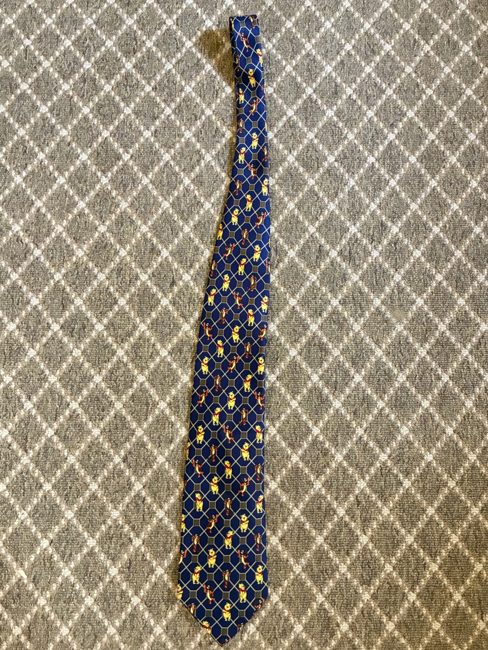 Winnie The Pooh Disney Classic Navy Geometric Pattern Men's Tie